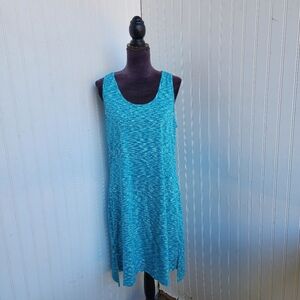 Reel Legends Blue Green Wave Pattern Tank Mini Dress Midi Fishing Coverup Sz L